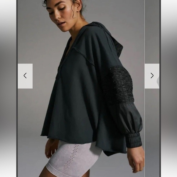 NWT Free People Spin Movement Gray Hoodie Yoga Oversize Slouch Quilted Charcoal - Picture 3 of 8